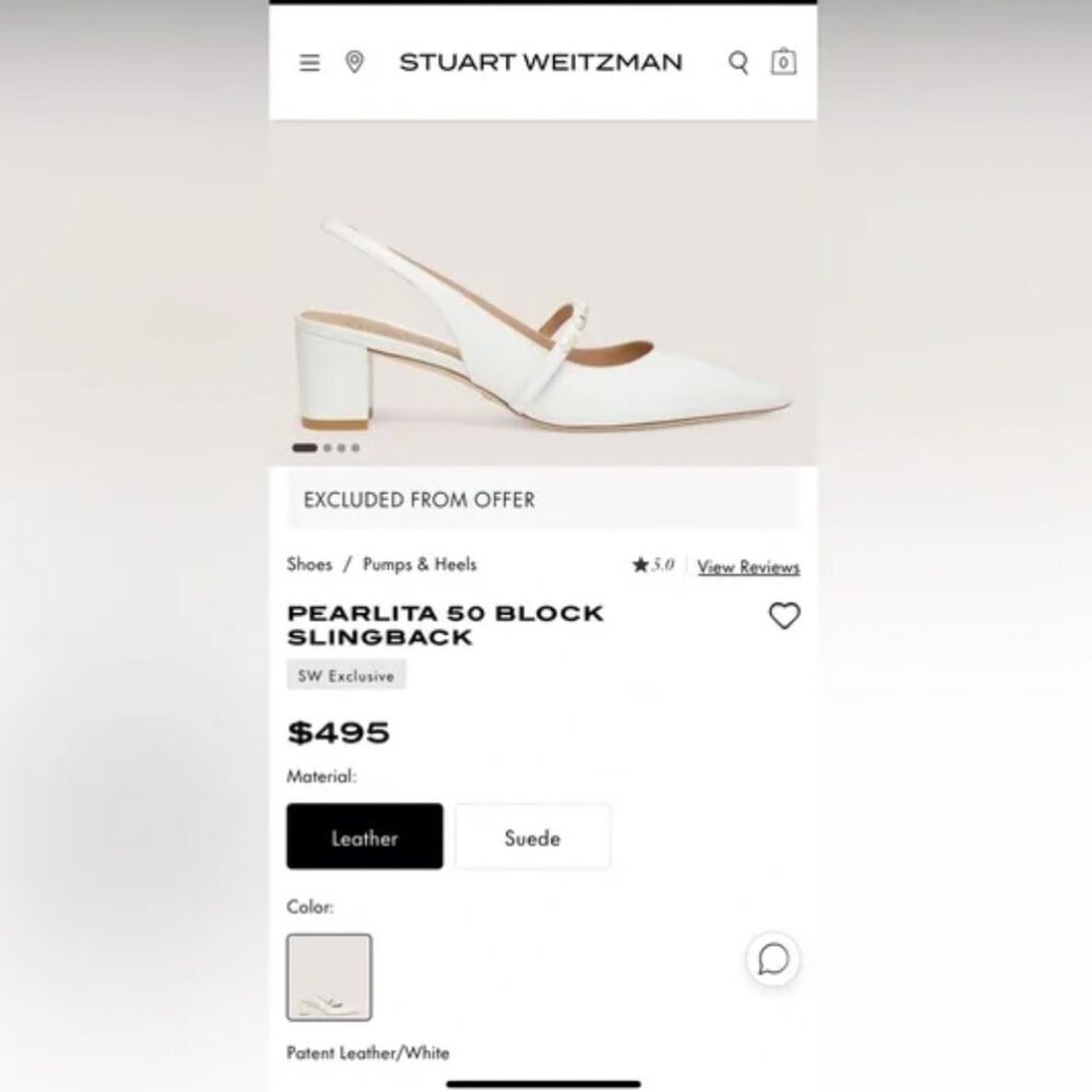 Stuart Weitzman White Pointed Slingback Heels with Pearl-Trim Strap - Picture 10 of 15
